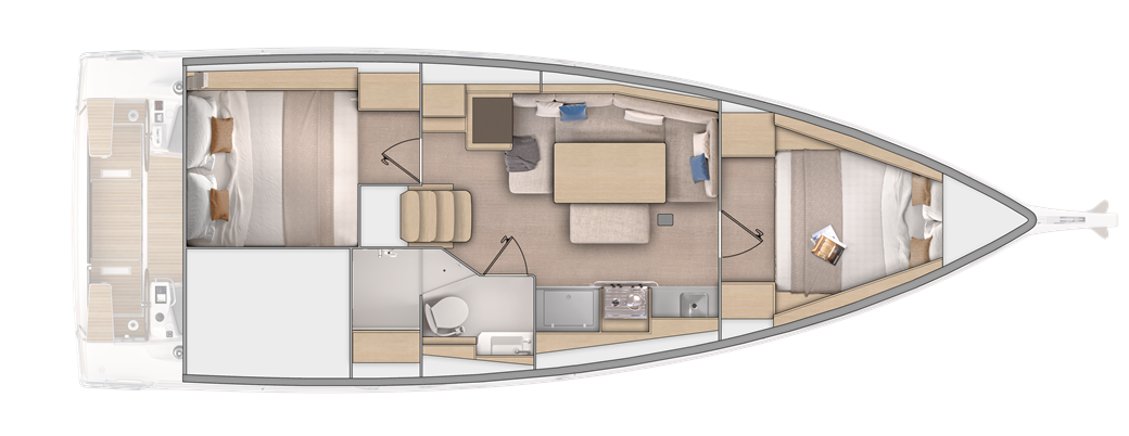 Beneteau Oceanis 37.1 - 2 cabin 1 head layout