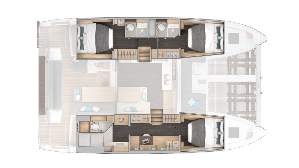 NEW Lagoon 43 3 Cabin layout