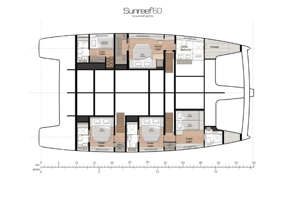 Sunreef 60 Eco Sailing - cabin layout