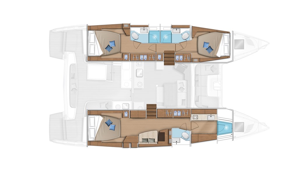 Lagoon 46 3 cabin layout